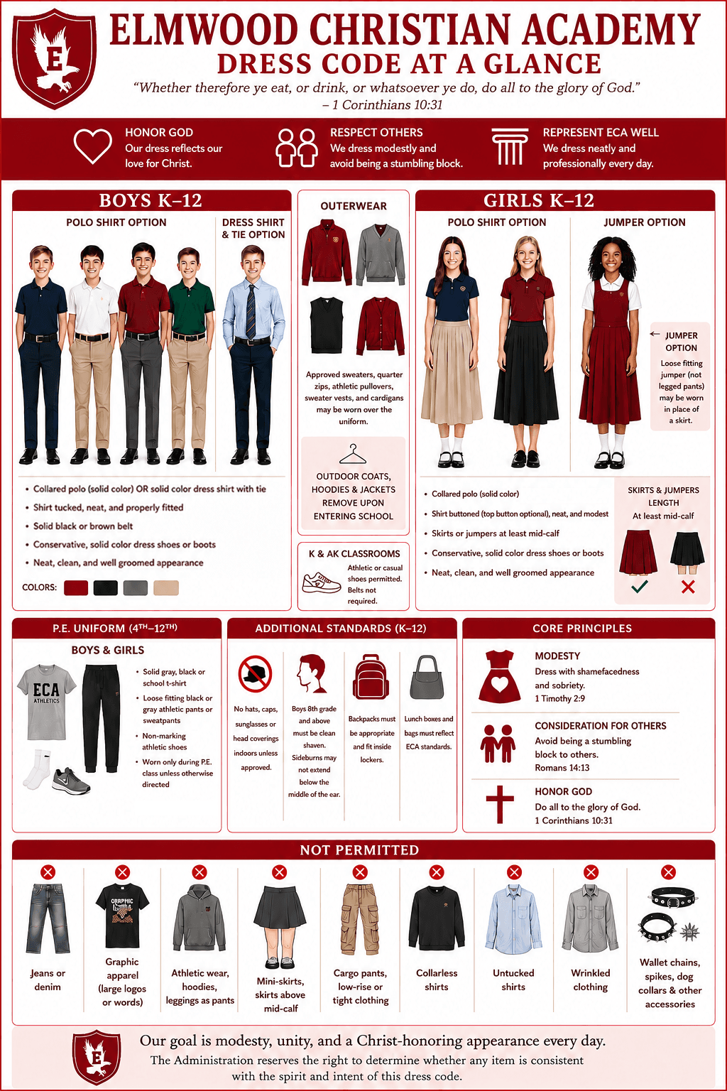 Elmwood Christian Academy dress code poster thumbnail
