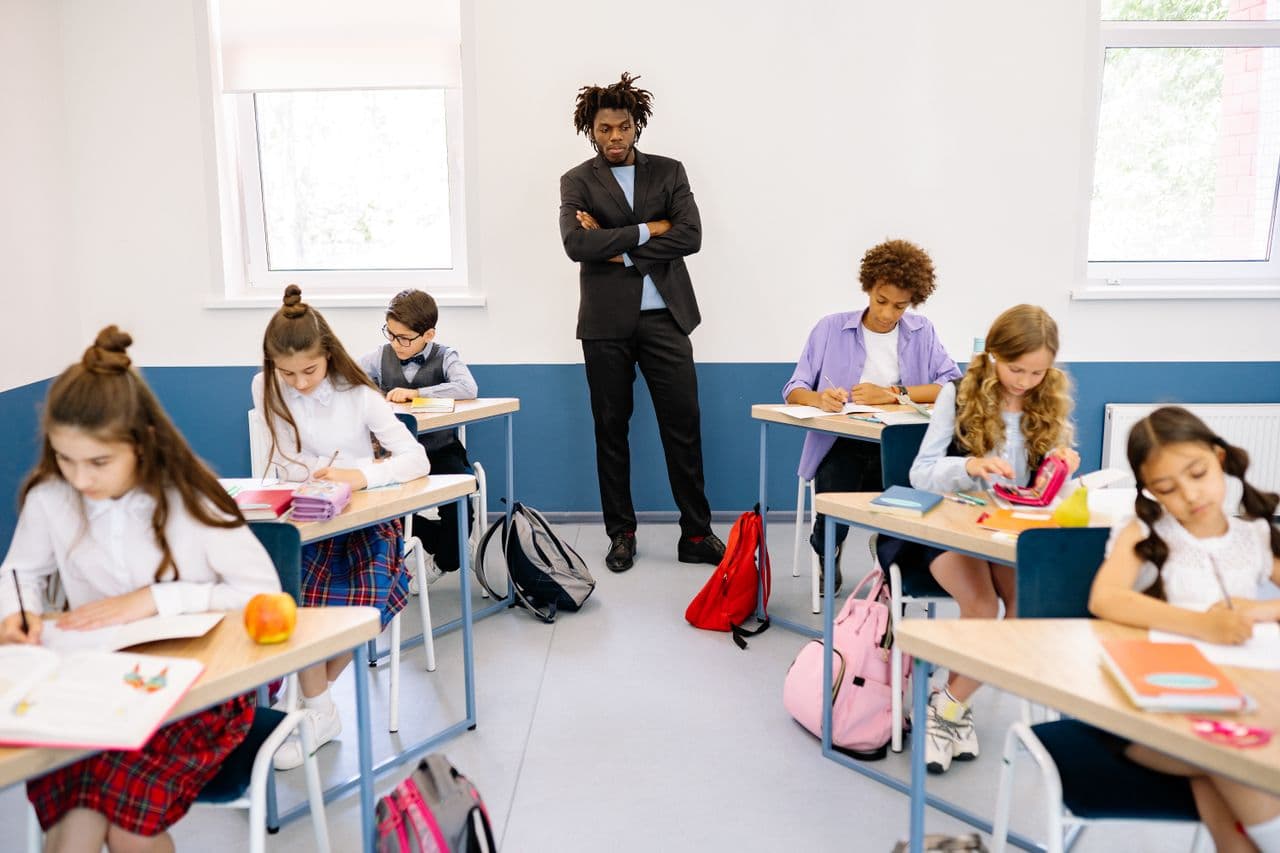 A teacher leading a classroom